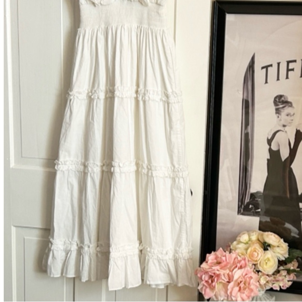 RARE! • ANTHROPOLOGIE • LOVE THE LABEL ‘Azalea’ White Ruffle Tiered Midi Dress - Picture 6 of 16